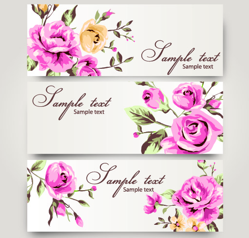 Retro rose with banner design vector rose Retro font banner   