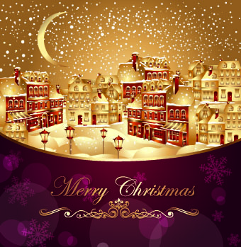 2014 Christmas golden city background vector golden city christmas background vector background   