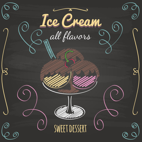 Ice cream with blackboard menu cover vector menu ice cream cover blackboard   