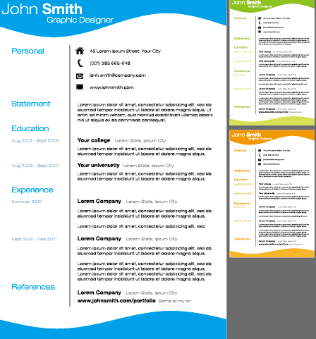 Creative resume template design vector material 03 template resume creative   