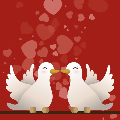 Cute pigeons with valentines Day card vector valentines pigeons day cute card   