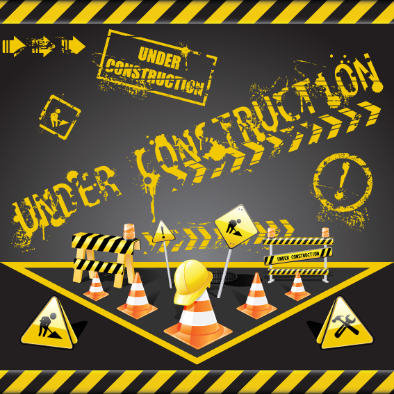 Construction of Signs and markers design vector 04 signs markers construction   