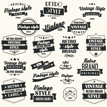 Vector set of vintage style label graphics 01 Vintage Style vintage style label   