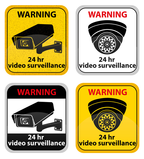 24hr video surveillance warning sign vector warning video surveillance sign   