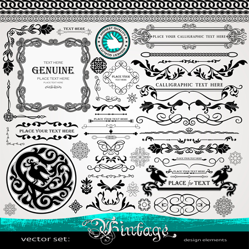 Vector retro borders with frames decor Retro font frames decor borders   