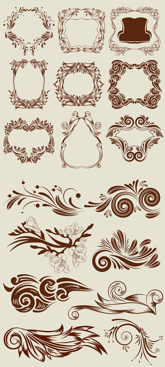 ANTIQUE FLORAL Border vector pattern lace classic   