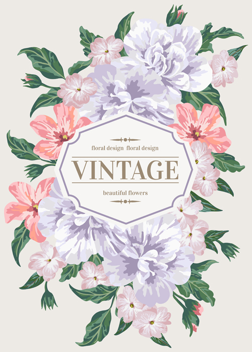 Beautiful flowers with vintage card vectors 01 vintage flowers Beautiful flowers beautiful   