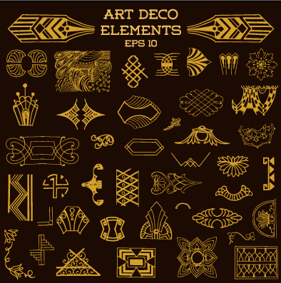 Golden deco elements art vector materoal 01 golden elements deco   