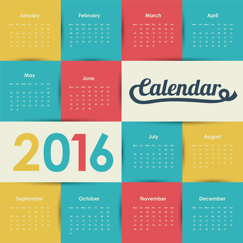 Simple wall calendar 2016 design vectors set 07 wall simple design calendar 2016   