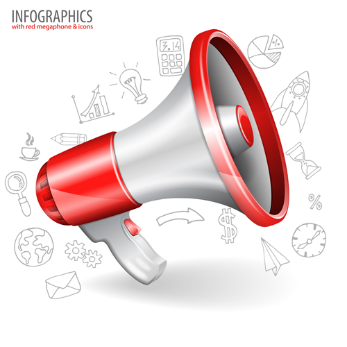 Infographics with red megaphone vector 01 red megaphone infographics   