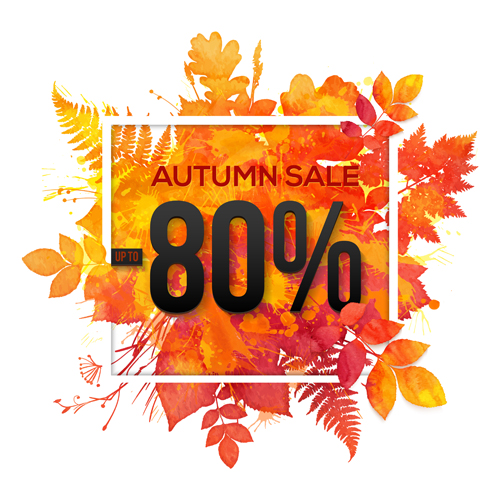 Big autumn sale with maple leaves background vector 04 sale maple leaves big autumn   