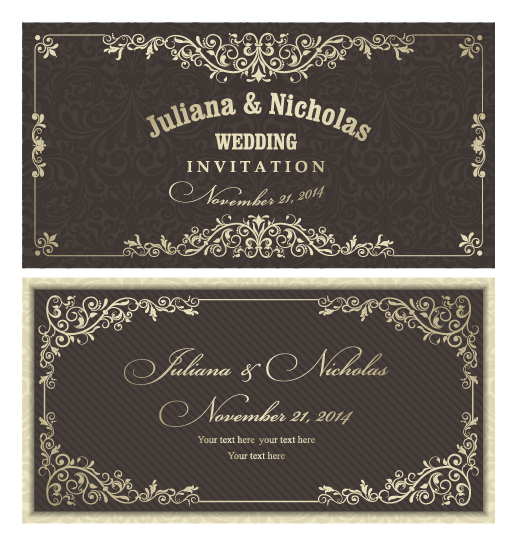 Decorative pattern wedding invitation cards vector set 04 wedding pattern invitation cards invitation decorative pattern decorative card   