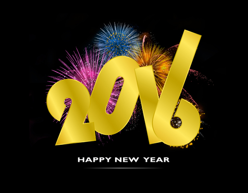 Golden 2016 text with fireworks background vector 01 text golden Fireworks background 2016   