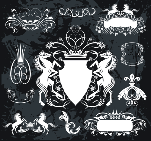 Classical heraldry with ornament labels vector 05 ornament label heraldry classical   