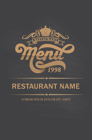 Restaurant menu cover gray vector restaurant menu gray cover   