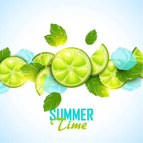 Summer fruits art background vector set 04 summer fruits background   