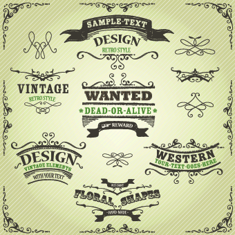 Retro labels and Accessories vector set 03 Retro font labels label accessories   