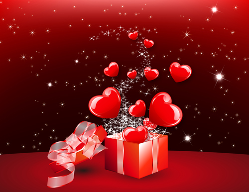 Glassy heart with valentines day gift vector 02 valentines heart glassy gift day   