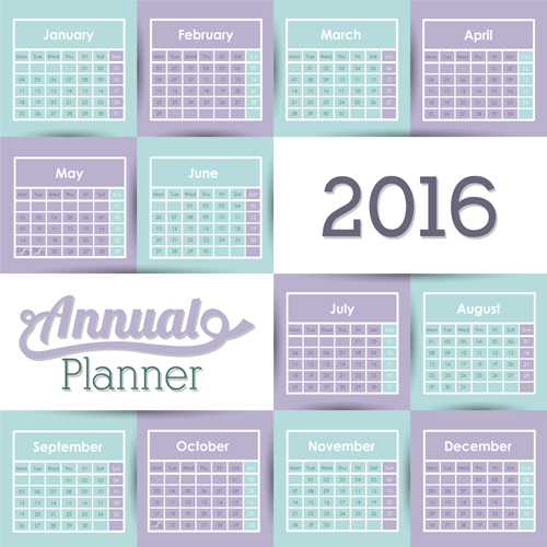 Simple wall calendar 2016 design vectors set 08 wall simple design calendar 2016   