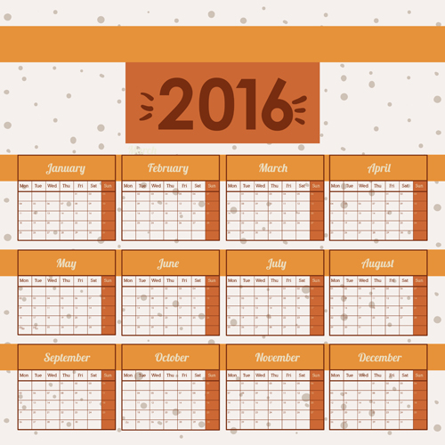 Simple wall calendar 2016 design vectors set 06 wall simple design calendar 2016   