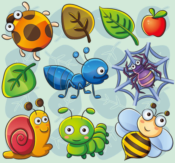 cute cartoon Insects and plants vector 02 plant insects cute cartoon cute   