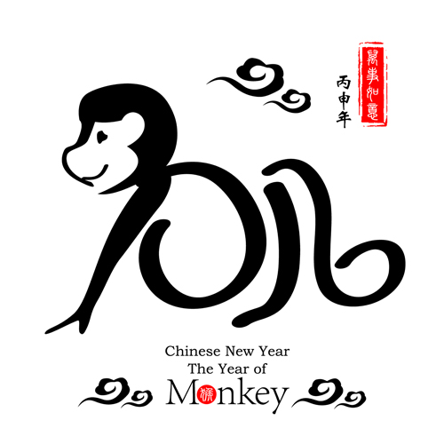Chinese 2016 new year with monkey year creative vector 01 year new monkey creative chinese 2016   