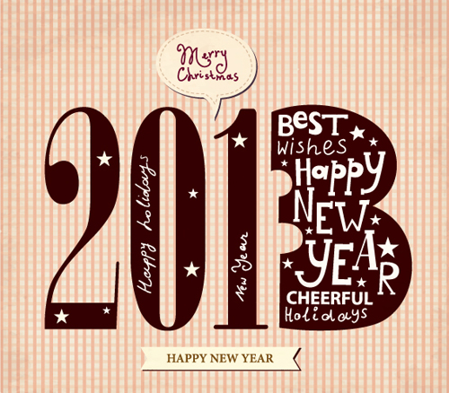 Creative Retro style 2013 figures design elements vector 04 Retro font figure elements element creative 2013   