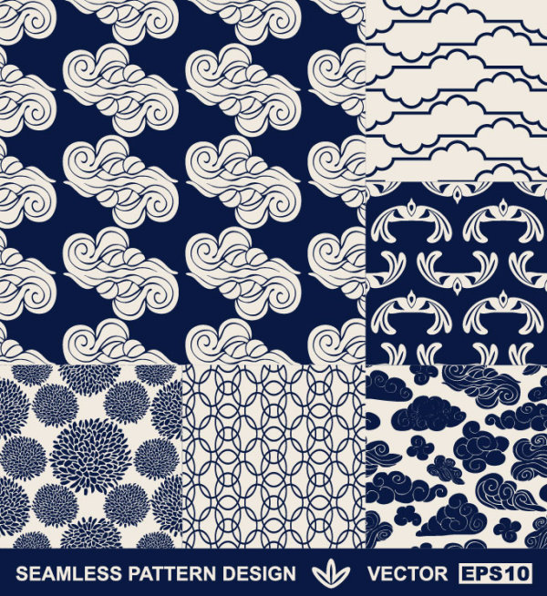 Set of Hand drawn Seamless pattern design vector 02 seamless pattern hand drawn   