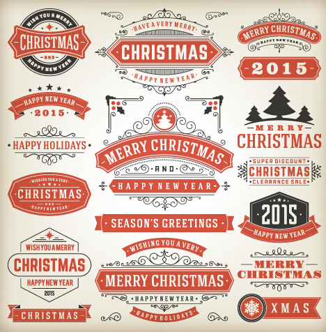 Vintage 2015 christmas labels creative vector 05 vintage labels creative christmas 2015   