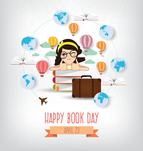 April 23 happy book day vector design 06 happy book April 23   