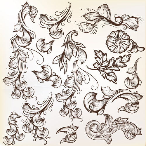 Floral swirl ornament design vector 01 vintage swirls ornament   