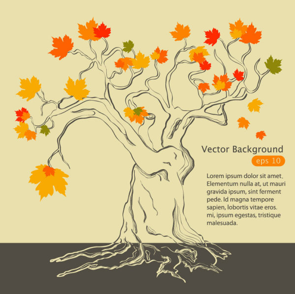 Hand drawn Maple Leaf elements vector background 01 maple leaf hand drawn elements element   