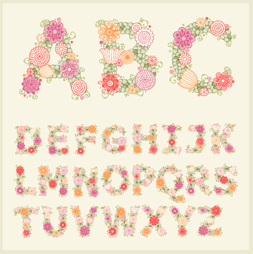 Flower alphabets letters vectors 01 letters flower alphabets   