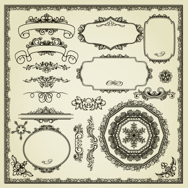 Vintage Style Frames and Borders vector set 02 Vintage Style frames borders   