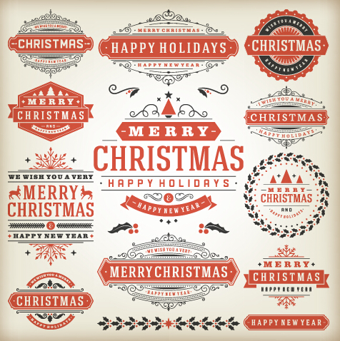 Vintage 2015 christmas labels creative vector 03 vintage labels creative christmas 2015   