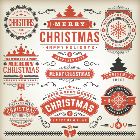 Vintage 2015 christmas labels creative vector 02 vintage labels creative christmas 2015   