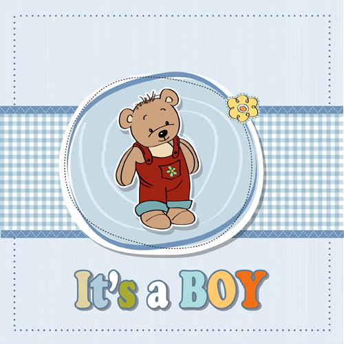 Lovely baby cards vector set 01 teddy bear lovely baby   