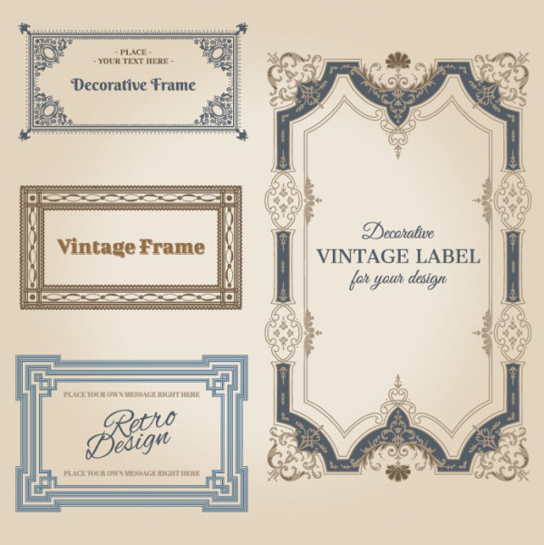 Set of Decorative vintage frame vector graphics 01 vintage frame decorative   