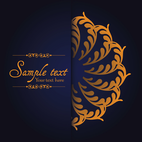 Dark blue ornate background with golden decorative vector 03 golden decorative dark blue background   