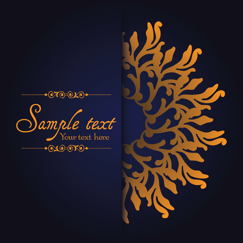 Dark blue ornate background with golden decorative vector 02 golden decorative dark blue background   