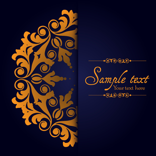 Dark blue ornate background with golden decorative vector 07 ornate golden decorative dark blue background   