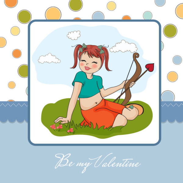Set of cute girl elements card vector 01 girl elements element cute card   