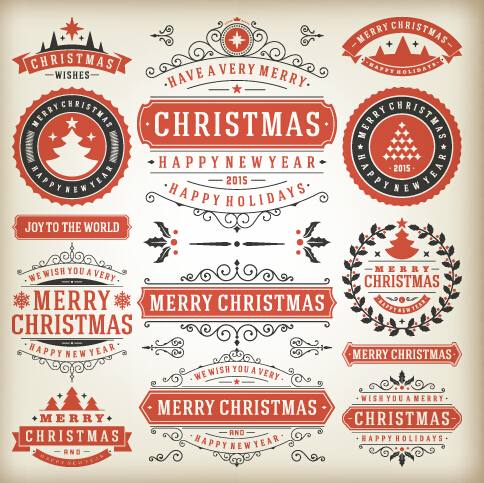 Vintage 2015 christmas labels creative vector 01 vintage labels creative christmas 2015   