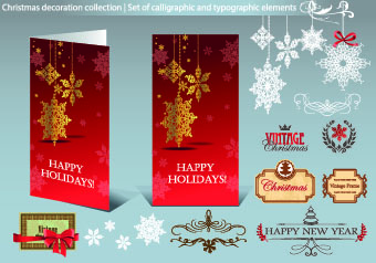 2014 christmas decoration calligraphic with typographic vector 04 decoration Christmas decoration christmas calligraphic   