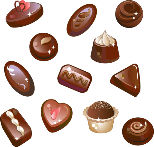 Chocolate candy vector set chocolate candy   