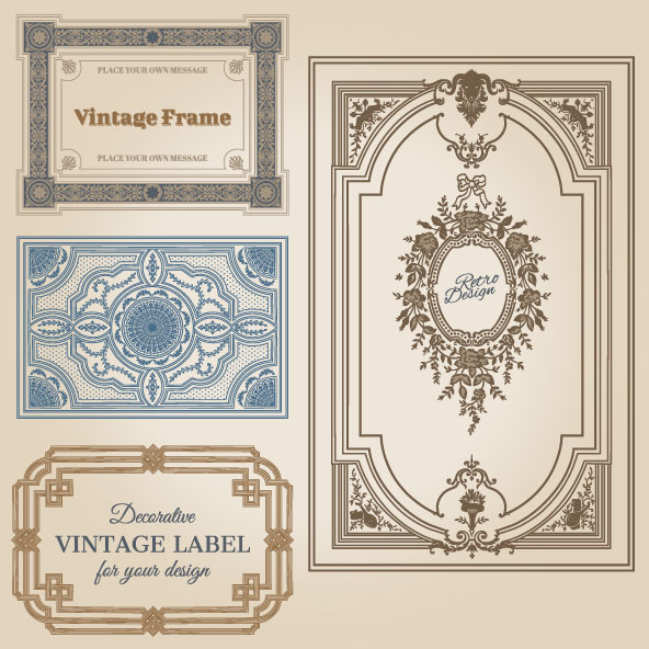 Set of Decorative vintage frame vector graphics 05 vintage frame decorative   