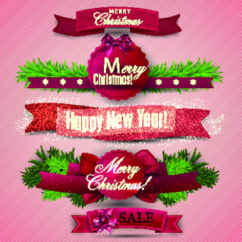 Beautiful Christmas robbon banners vector 03 christmas beautiful banners banner   