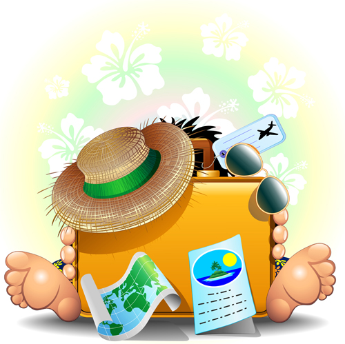 Summer travel with holiday background art vector 03 travel summer holiday background   