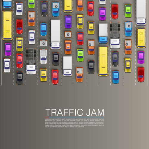 Vector traffic jam background Traffic jam background   