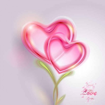 Pink heart valentine card shiny vectors Valentine shiny pink card background   